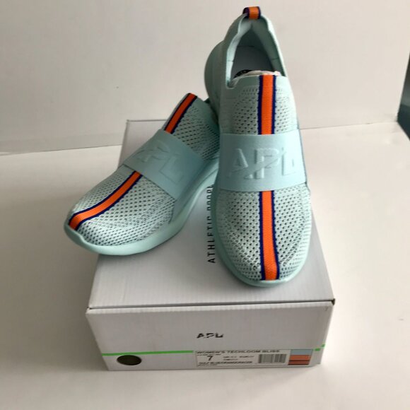 APL TechLoom Bliss Sneakers - Gulf Blue / Orange Racer - Women’s Size 7 - Picture 5 of 8